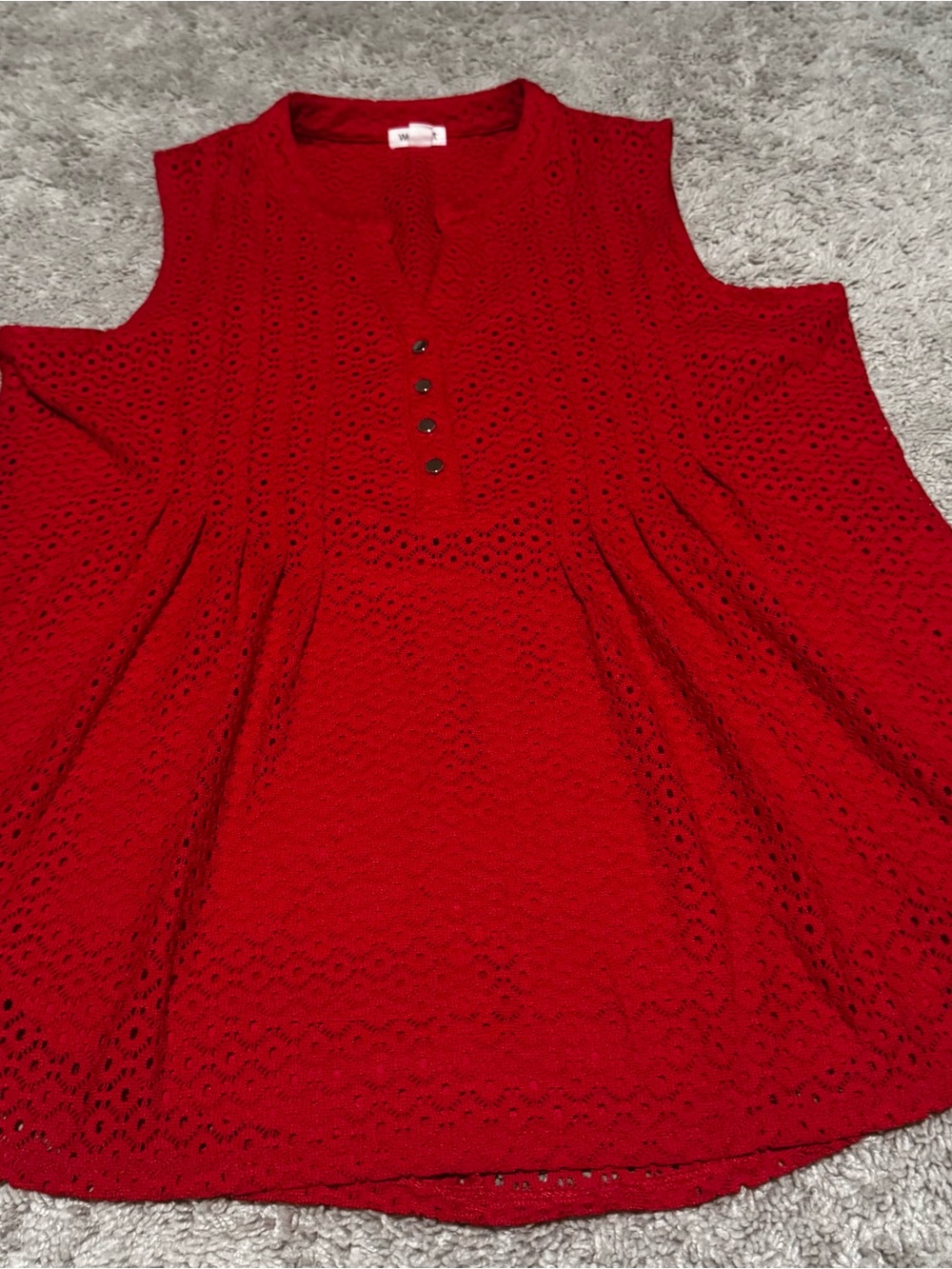Westport Red Eyelet Cold-Shoulder Tunic Top